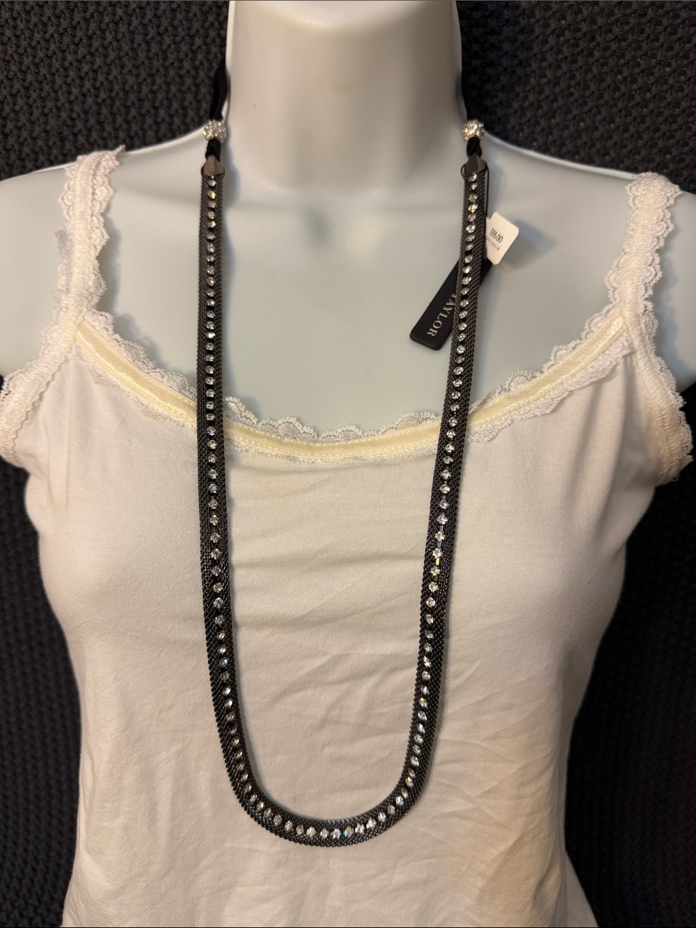 LOFT Black Crystal-Accent Long Necklace